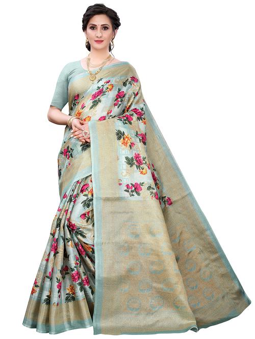 floral designed printed saree - 18693444 - Very Small Image - 1