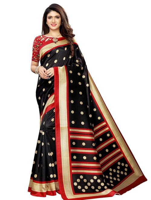 zari bordered printed saree with blouse - 18693477 - Very Small Image - 1