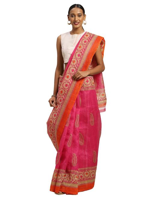 floral designed printed saree with blouse - 18693603 - Very Small Image - 1