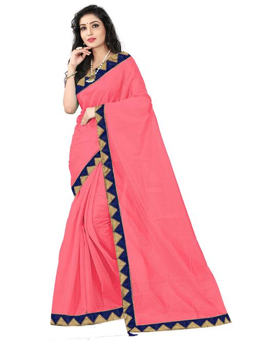 solid with bordered saree with blouse - 18695997 - Very Small Image - 1
