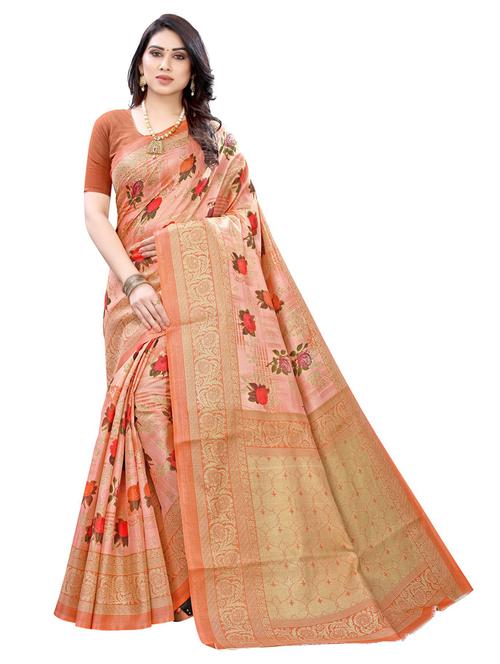floeal bhagalpuri saree with blouse - 18696373 - Very Small Image - 1