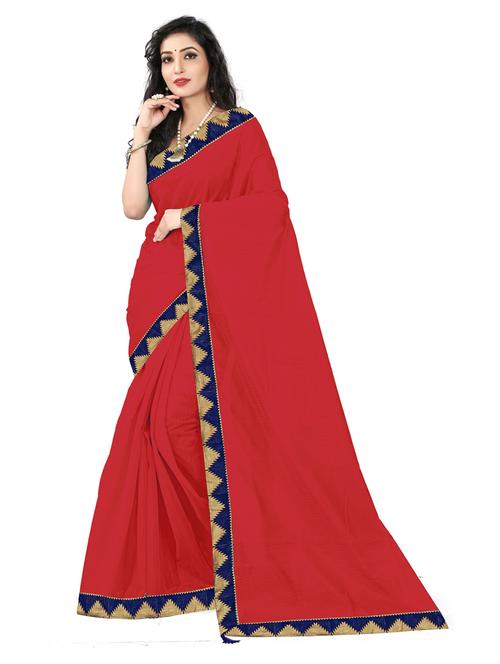 lace detailed solid saree with blouse - 18696585 - Very Small Image - 1