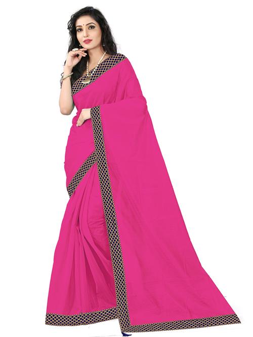 lace detailed solid saree with blouse - 18696594 - Very Small Image - 1