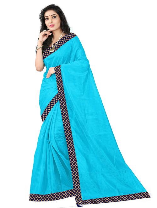 lace bordered solid saree - 18696632 - Very Small Image - 1
