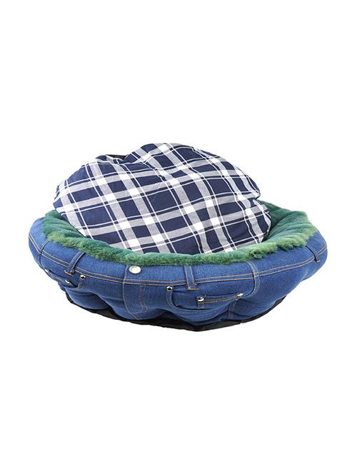 green denim bolster pet bed - 18696915 - Very Small Image - 1