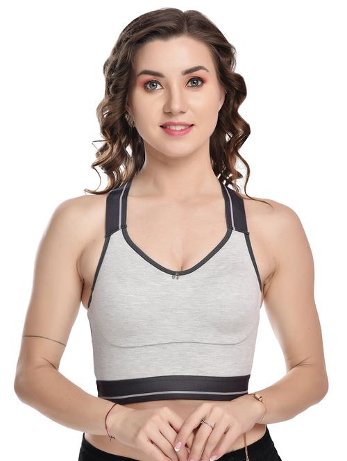racer back solid sports bra - 18697415 - Very Small Image - 1