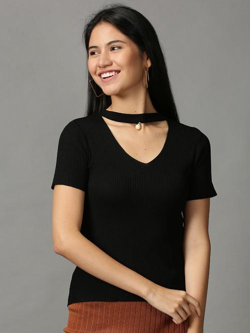 choker neck self design regular top - 18697467 - Very Small Image - 1