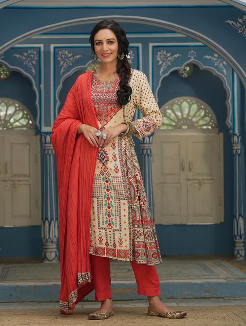 off-white kurta pant set with dupatta - 18699890 - Very Small Image - 1