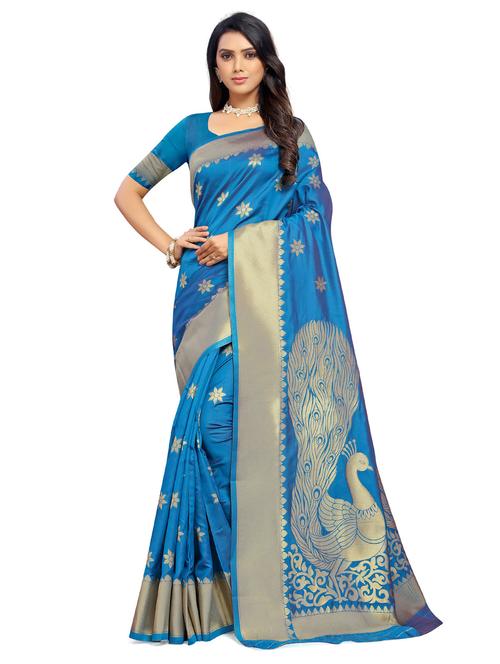 zari bordered woven saree with blouse - 18701126 - Very Small Image - 1
