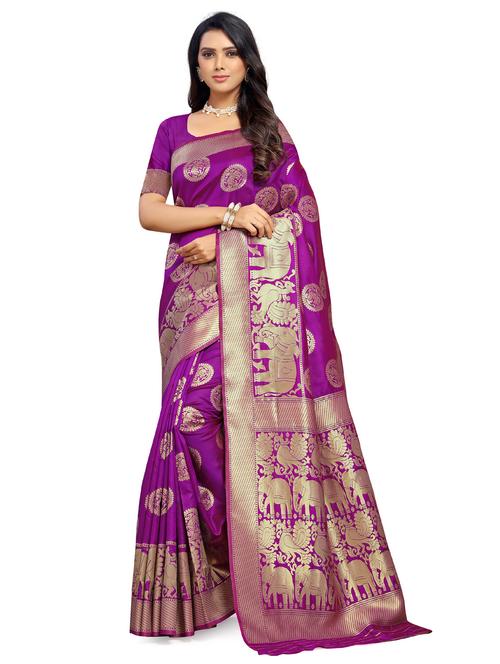 zari bordered woven saree with blouse - 18701130 - Very Small Image - 1