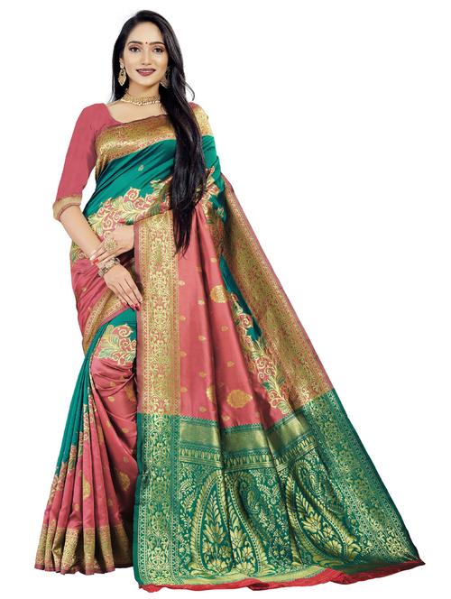 zari bordered woven saree with blouse - 18701132 - Very Small Image - 1