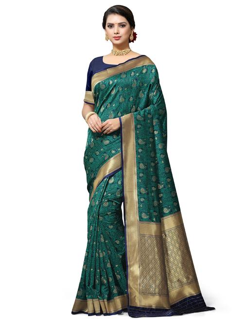 zari bordered woven saree with blouse - 18701139 - Very Small Image - 1