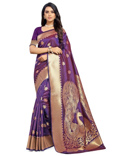 zari bordered woven saree with blouse - 18701148 - Very Small Image - 1