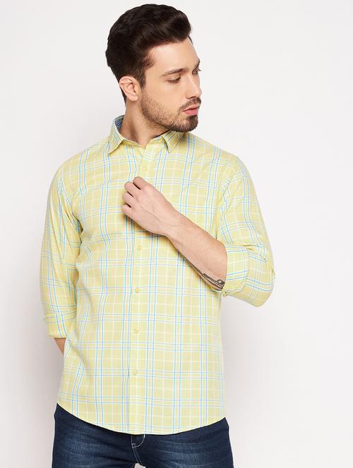 yellow cotton casual shirt - 18701192 - Very Small Image - 1