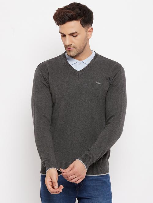 grey full sleeved pullover - 18701254 - Very Small Image - 1