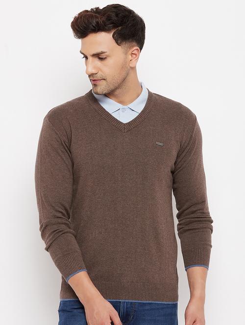 brown full sleeved pullover - 18701255 - Very Small Image - 1