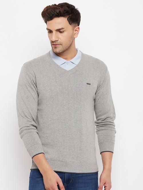 grey full sleeved pullover - 18701257 - Very Small Image - 1
