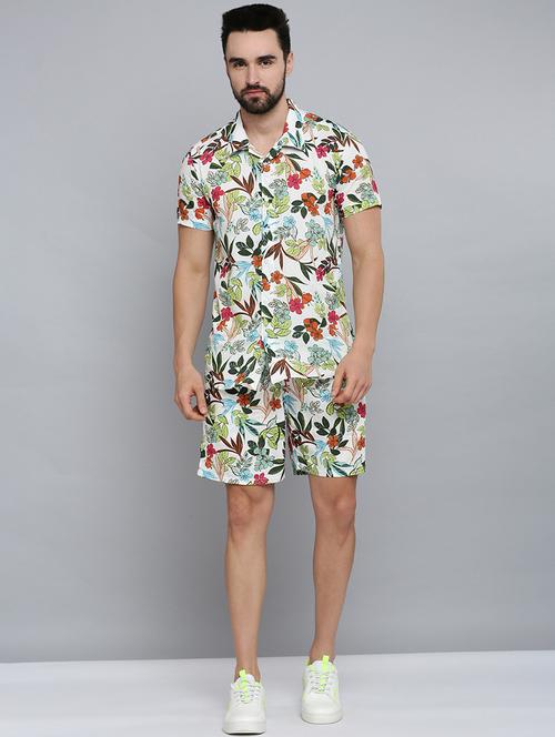 men shirt collar printed co-ords - 18701507 - Very Small Image - 1