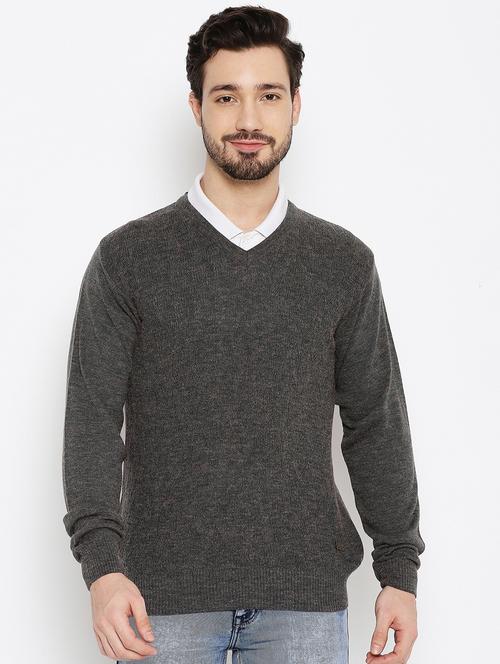 grey full sleeved pullover - 18701626 - Very Small Image - 1