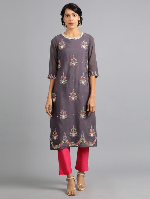 women's straight kurta - 18703514 - Very Small Image - 1