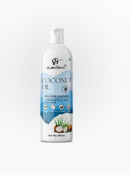 glowrima 100% pure & natural coconut oil for frizz free beautiful hair & skin 200ml (pack of 1) - 18704189 - Very Small Image - 1