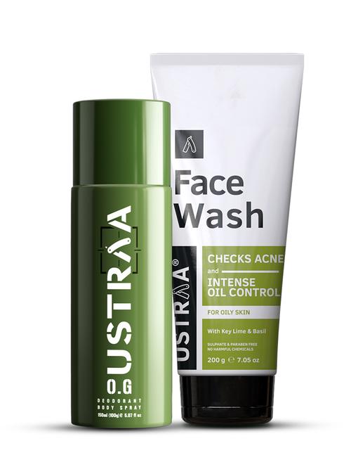 ustraa o.g deodorant - 150ml & face wash oily skin - 200g combo - 18718136 - Very Small Image - 1