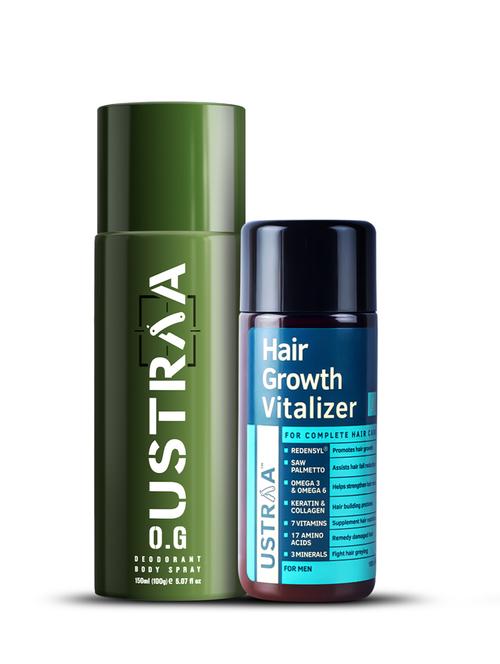 ustraa o.g deodorant - 150ml & hair growth vitalizer - 100ml combo - 18718144 - Very Small Image - 1
