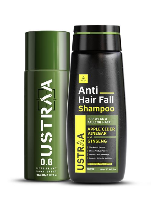 ustraa o.g deodorant - 150ml & anti-hair fall shampoo - 250ml combo - 18718145 - Very Small Image - 1