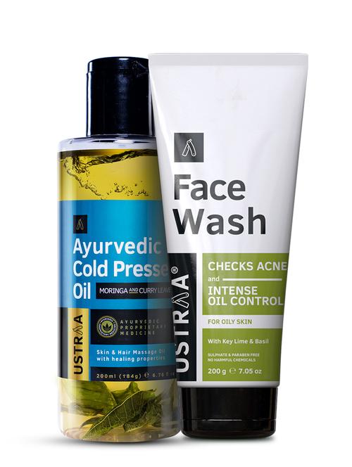 ustraa ayurvedic cold pressed oil - 200ml & face wash oily skin - 200g - 18718148 - Very Small Image - 1