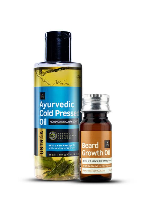 ustraa ayurvedic cold pressed oil - 200ml & beard growth oil - 35ml - 18718152 - Very Small Image - 1