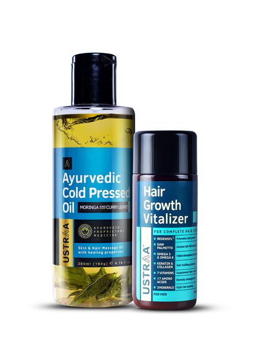 ustraa ayurvedic cold pressed oil - 200ml & hair growth vitalizer - 100ml - 18718153 - Very Small Image - 1