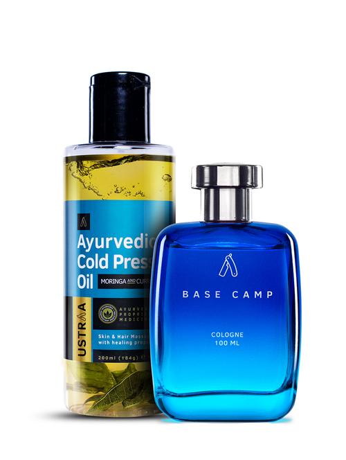 ustraa ayurvedic cold pressed oil - 200ml & base camp cologne - 100ml - 18718154 - Very Small Image - 1