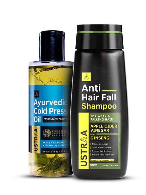 ustraa ayurvedic cold pressed oil - 200ml & anti hair fall shampoo - 250ml - 18718155 - Very Small Image - 1