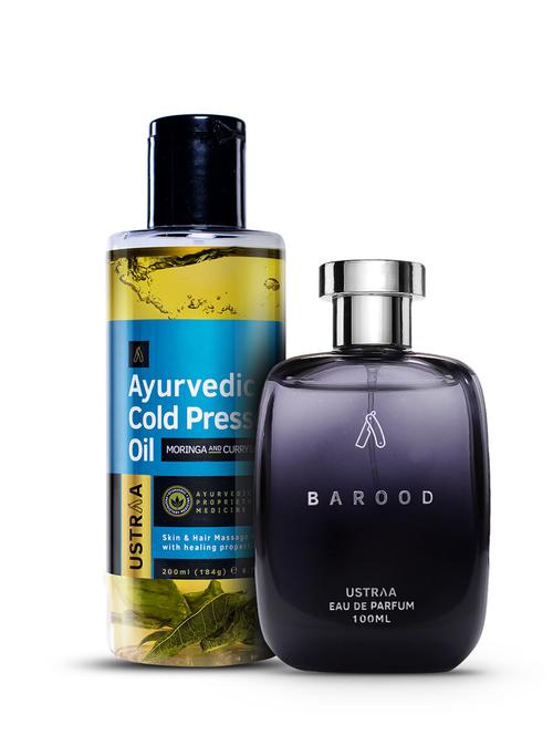 ustraa ayurvedic cold pressed oil - 200ml & barood edp - perfume - 100ml - 18718158 - Very Small Image - 1