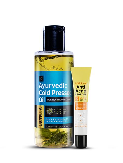 ustraa ayurvedic cold pressed oil - 200ml & anti acne spot gel - 15ml - 18718159 - Very Small Image - 1