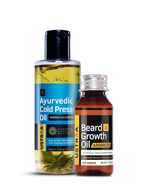 ustraa ayurvedic cold pressed oil - 200ml & beard growth oil advanced - 60ml - 18718161 - Very Small Image - 1