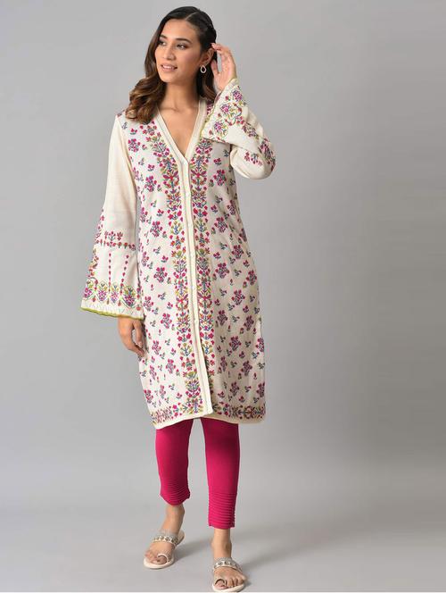 floral printed jacquard women's cardigan - 18718223 - Very Small Image - 1