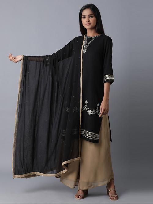 self design woven golden border dupatta - 18718261 - Very Small Image - 1