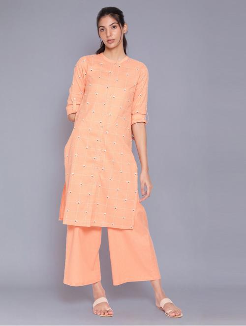 orange cotton kurta pant set - 18718312 - Very Small Image - 1