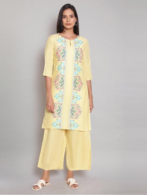 yellow viscose kurta pant set - 18718319 - Very Small Image - 1