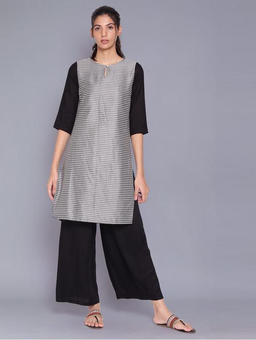 black cotton kurta pant set - 18718322 - Very Small Image - 1