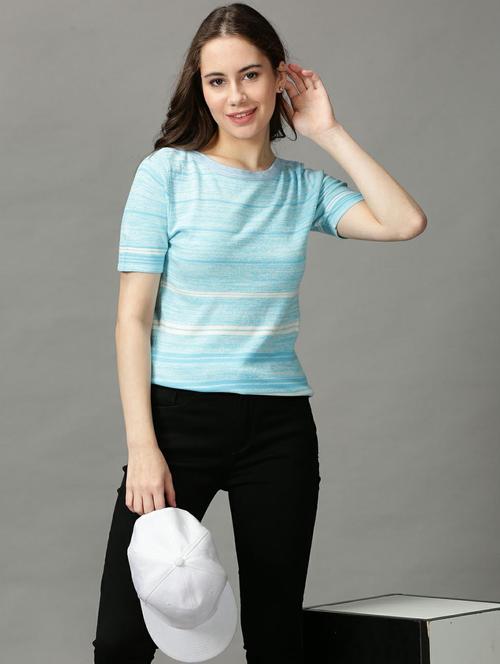 women's straight round neck top - 18718562 - Very Small Image - 1