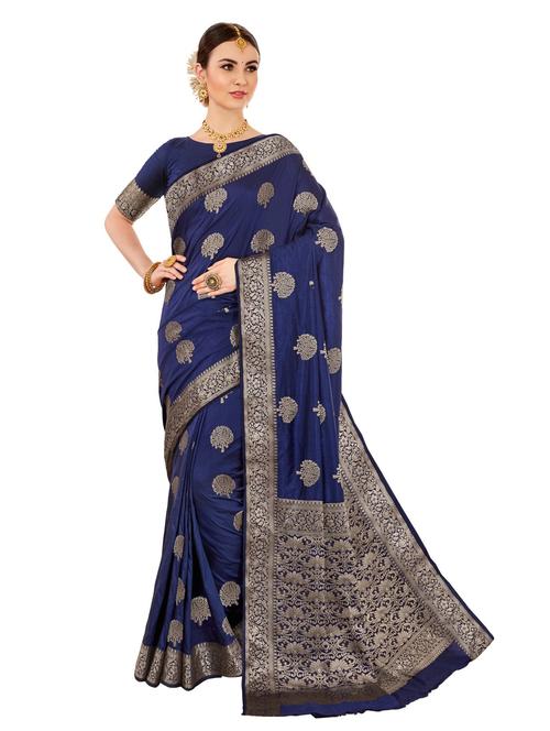 zari work self design woven saree with blouse - 18718680 - Very Small Image - 1