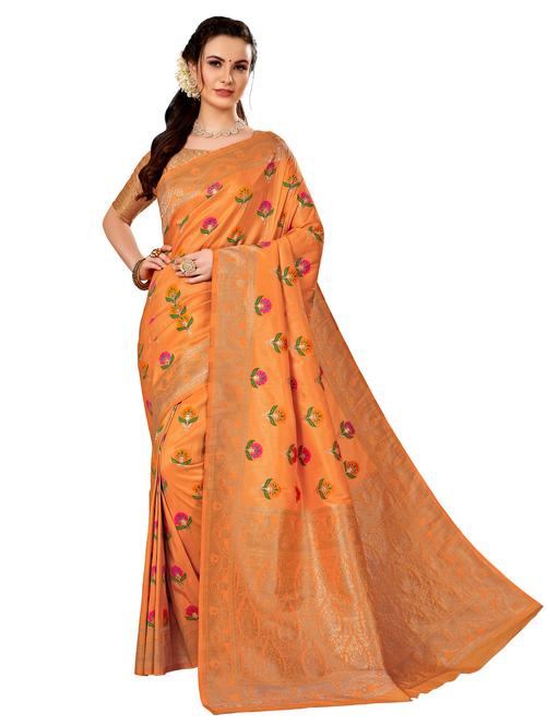 zari bordered woven saree with blouse - 18718692 - Very Small Image - 1