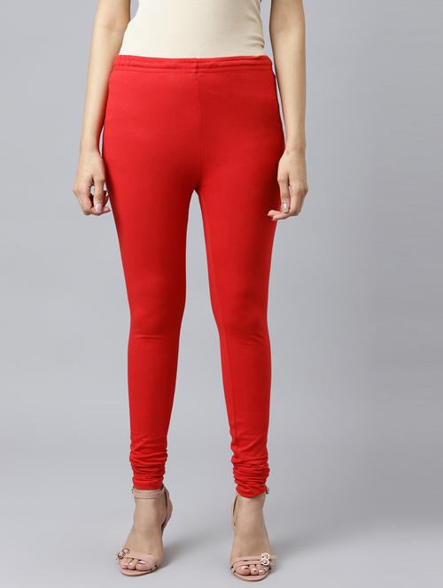 red cotton churidar churidars & leggings - 18719259 - Very Small Image - 1