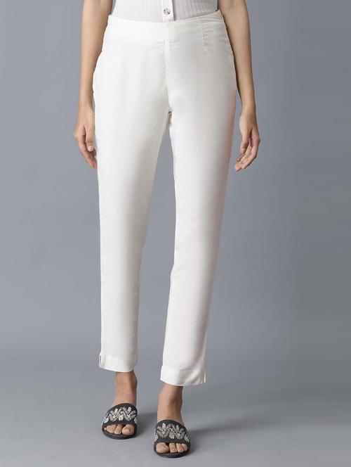 women mid-rise solid flat front trouser - 18720462 - Very Small Image - 1