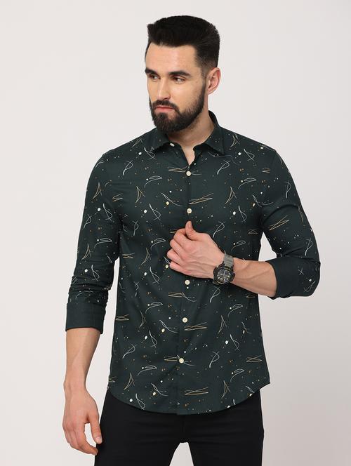 teal color printed casual shirt - 18720606 - Very Small Image - 1