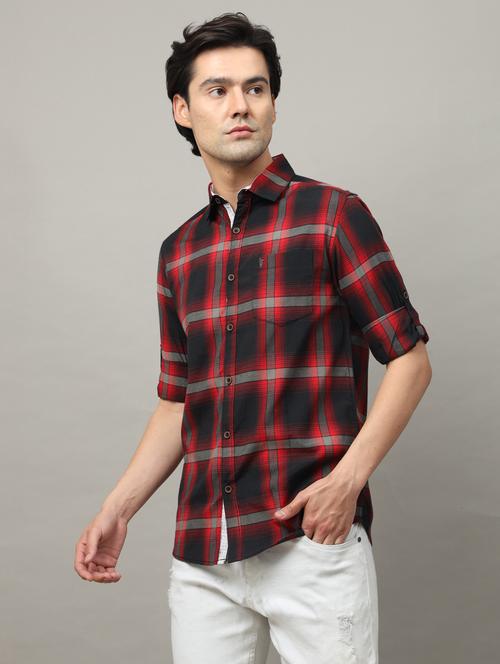checkered design casual shirt - 18720703 - Very Small Image - 1