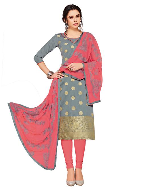 embroidered unstitched suit set - 18721100 - Very Small Image - 1