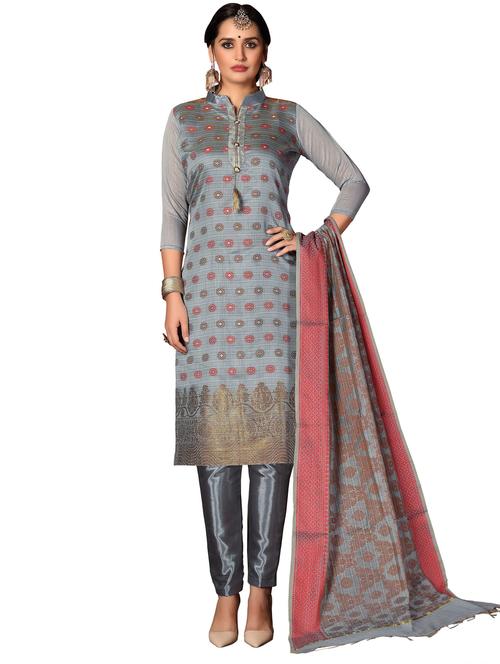 embroidered unstitched suit set - 18721148 - Very Small Image - 1